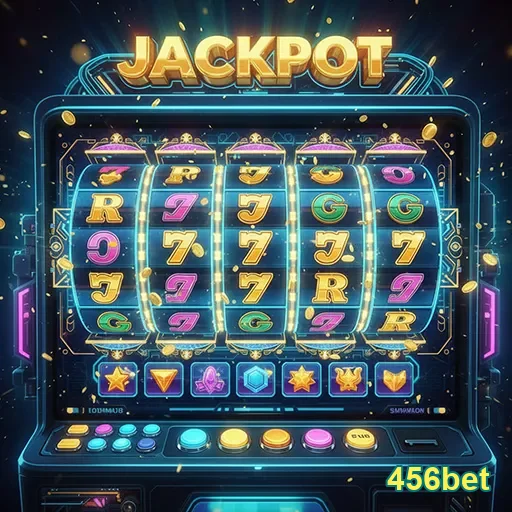 Imagem de uma máquina caça-níqueis com o logo 456bet, promovendo jogos de slots online.